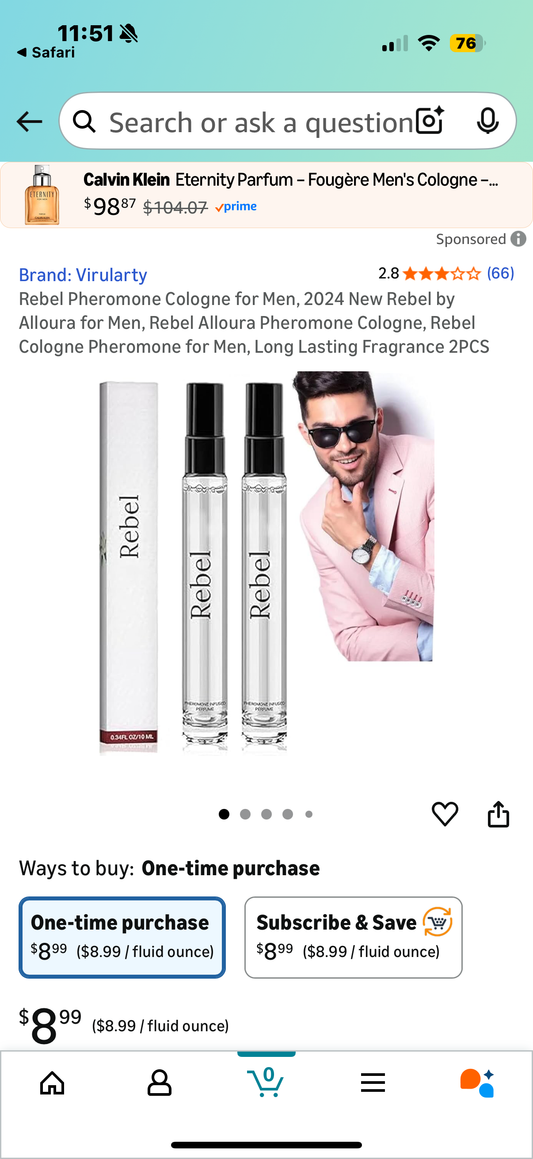 2PCS Rebel Pheromone Cologne - Long Lasting Fragrance for Men