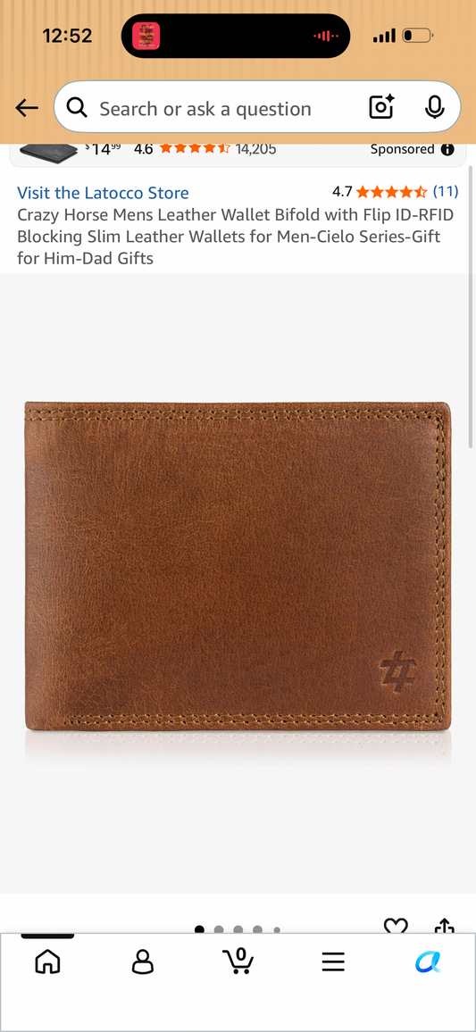 Crazy Horse Mens Leather Wallet Bifold with Flip ID-RFID Blocking Slim Leather Wallets for Men-Cielo Series-Gift for Him-Dad Gifts