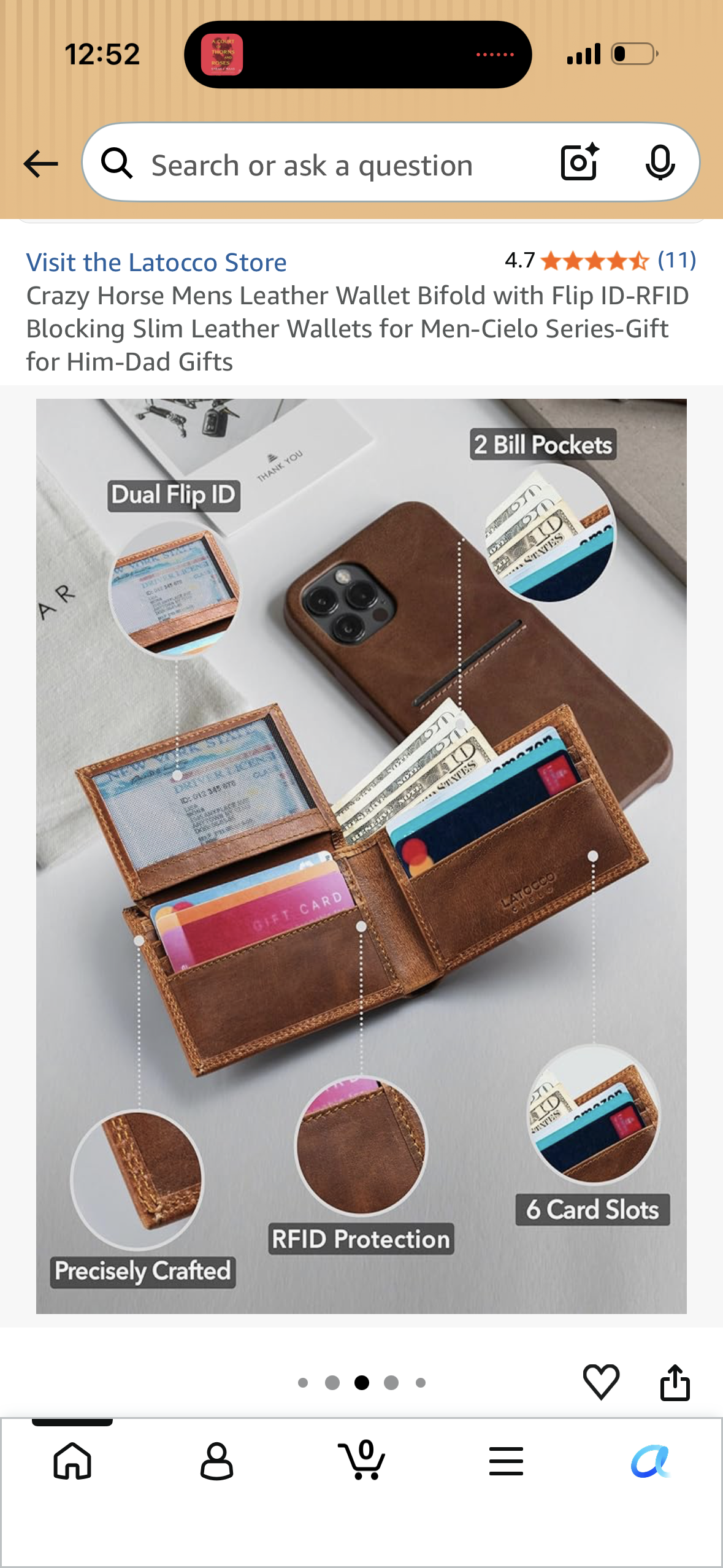 Crazy Horse Mens Leather Wallet Bifold with Flip ID-RFID Blocking Slim Leather Wallets for Men-Cielo Series-Gift for Him-Dad Gifts