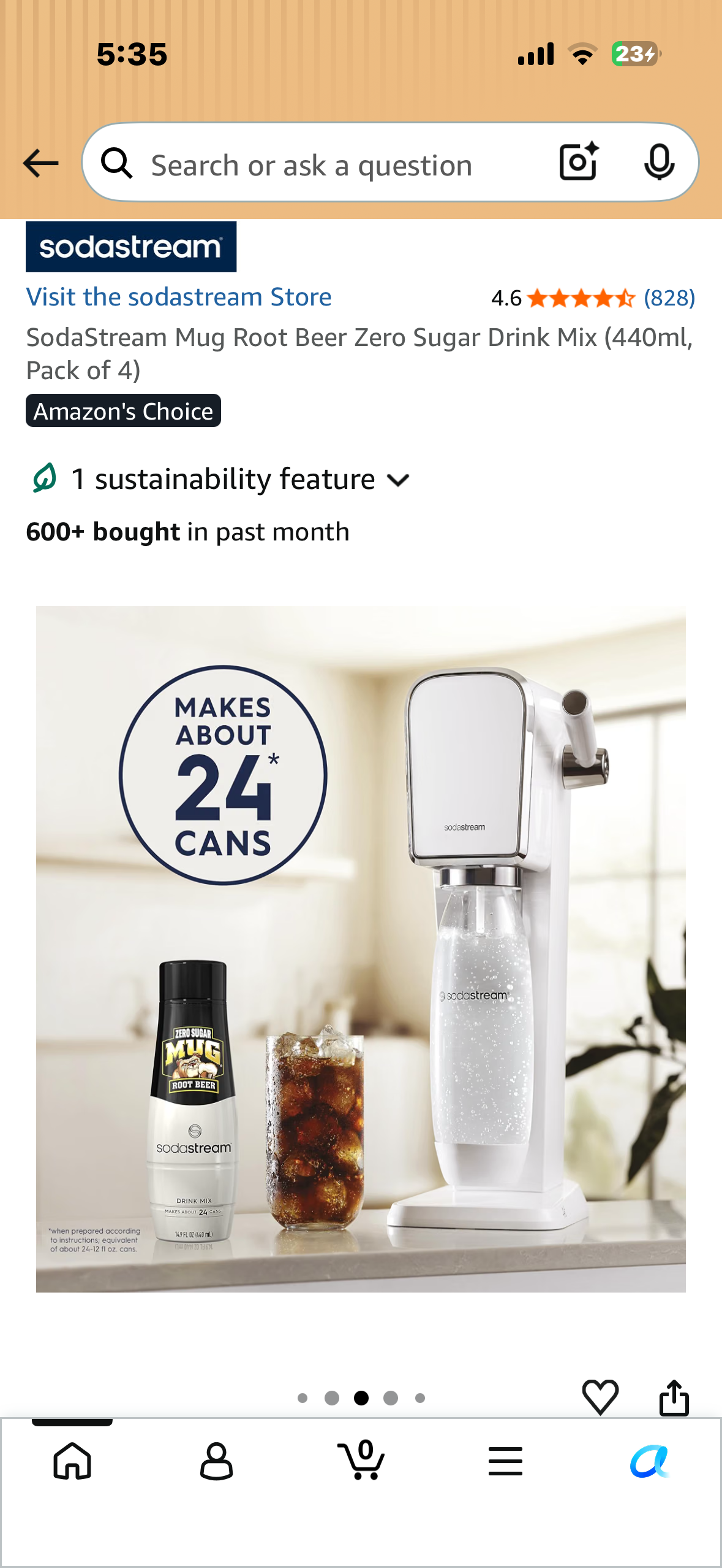 SodaStream Mug Root Beer Zero Sugar Drink Mix (440ml, Pack of 4)