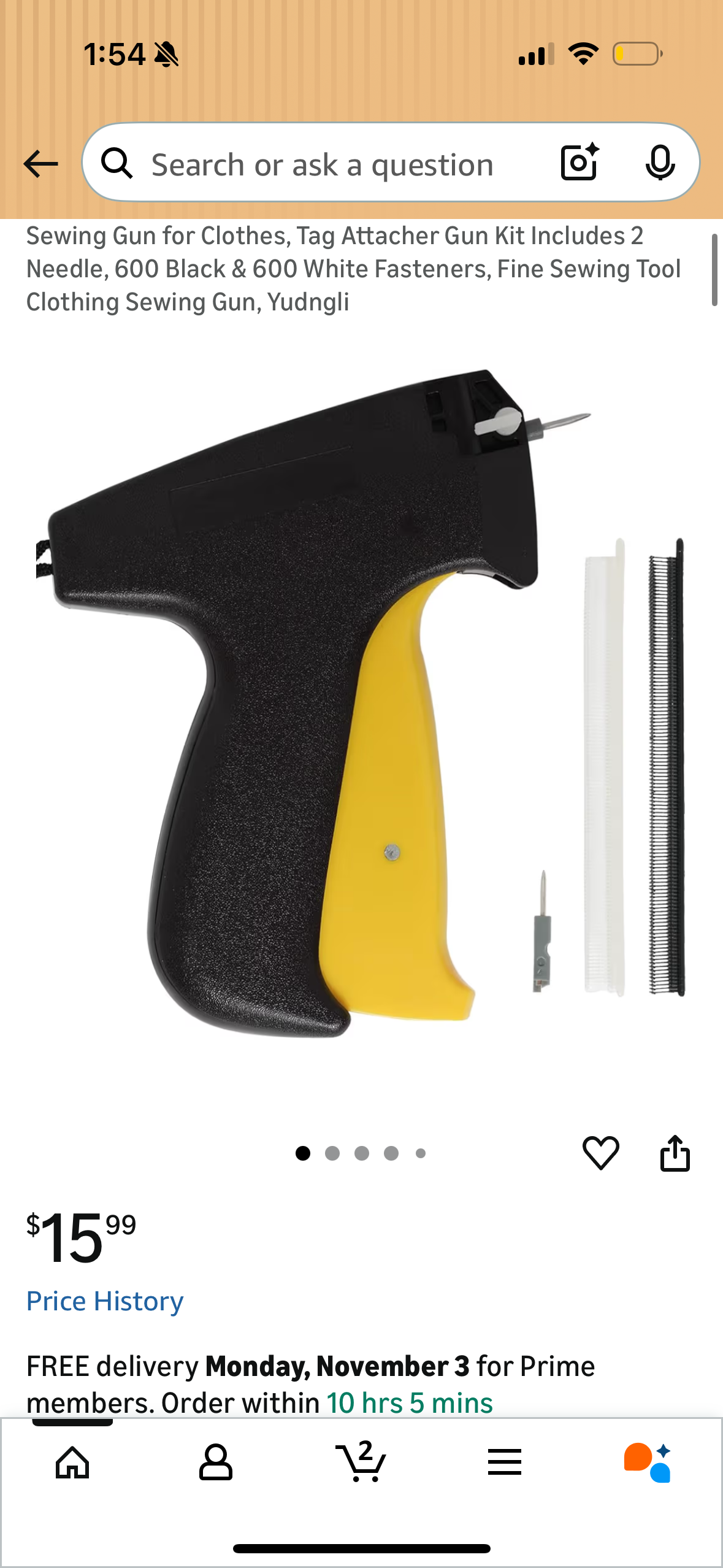 Micro Tagging Gun for Clothes, Fine Stitch Mini Stitch Tag Gun for Clothing, Quick Stitch Clothing Fixer Sewing Hemming Quilting Tagging Gun Kit with 2 Needles, 1000 White & 1000 Black Micro Fasteners