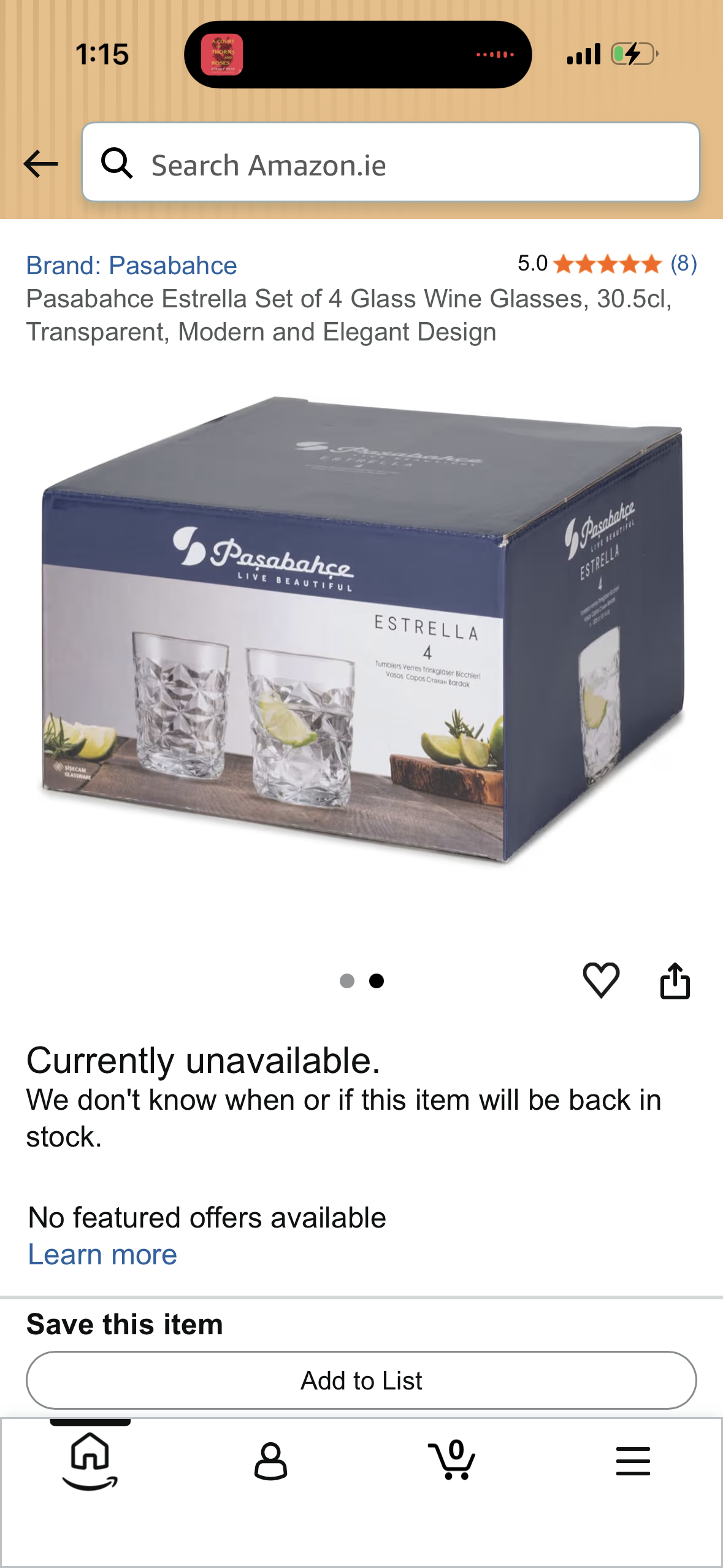 Pasabahce Estrella Set of 4 Glass Wine Glasses, 30.5cl, Transparent, Modern and Elegant Design