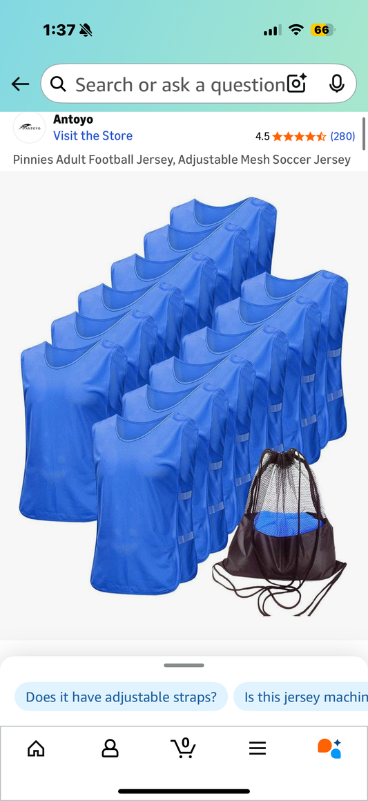 Pinnies Adult Football Jersey, Adjustable Mesh Soccer Jersey