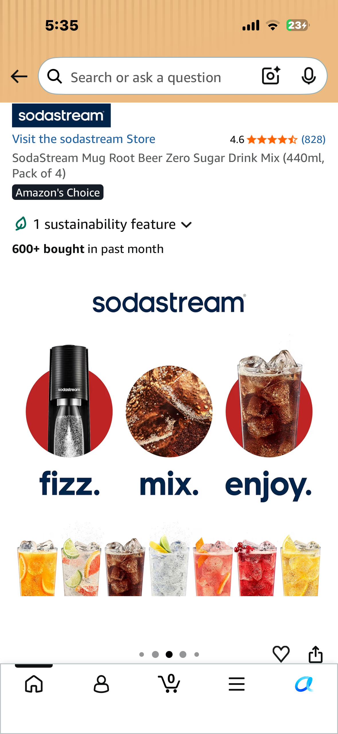 SodaStream Mug Root Beer Zero Sugar Drink Mix (440ml, Pack of 4)