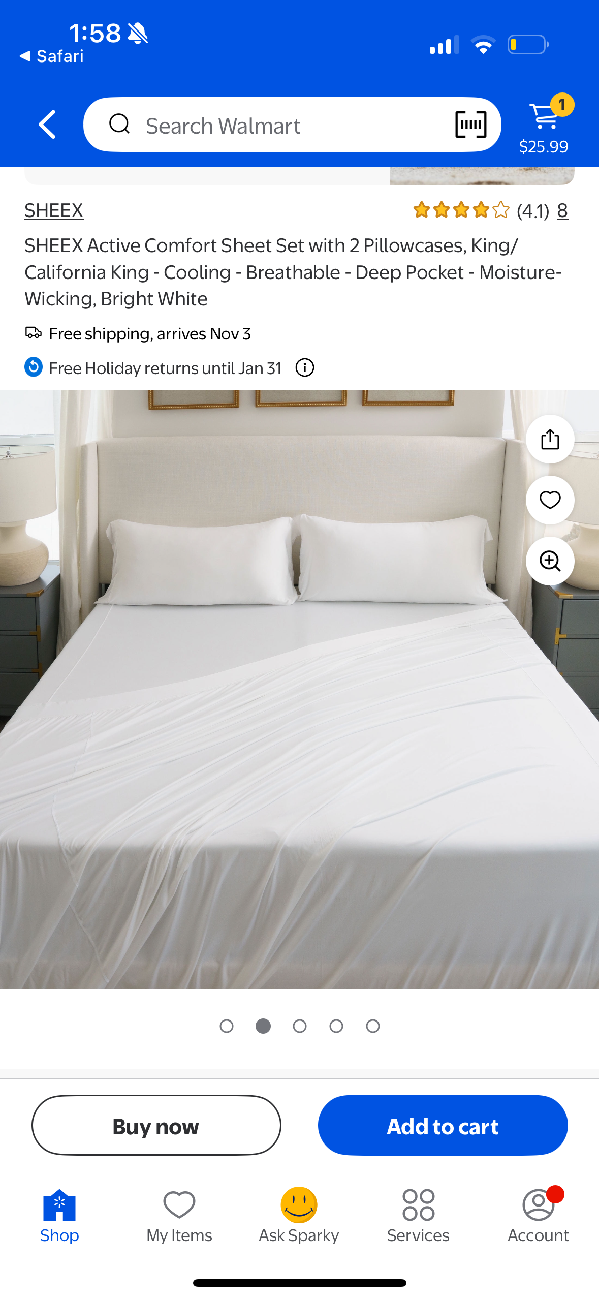 SHEEX - Active Comfort Cooling Sheets Set (King/California King) Bright White - Moisture Wicking - 1 Flat Cooling Sheet, 1 Fitted Cooling Sheet, 2 Cooling Pillow Covers - Wrinkle Free - Sleep Aid