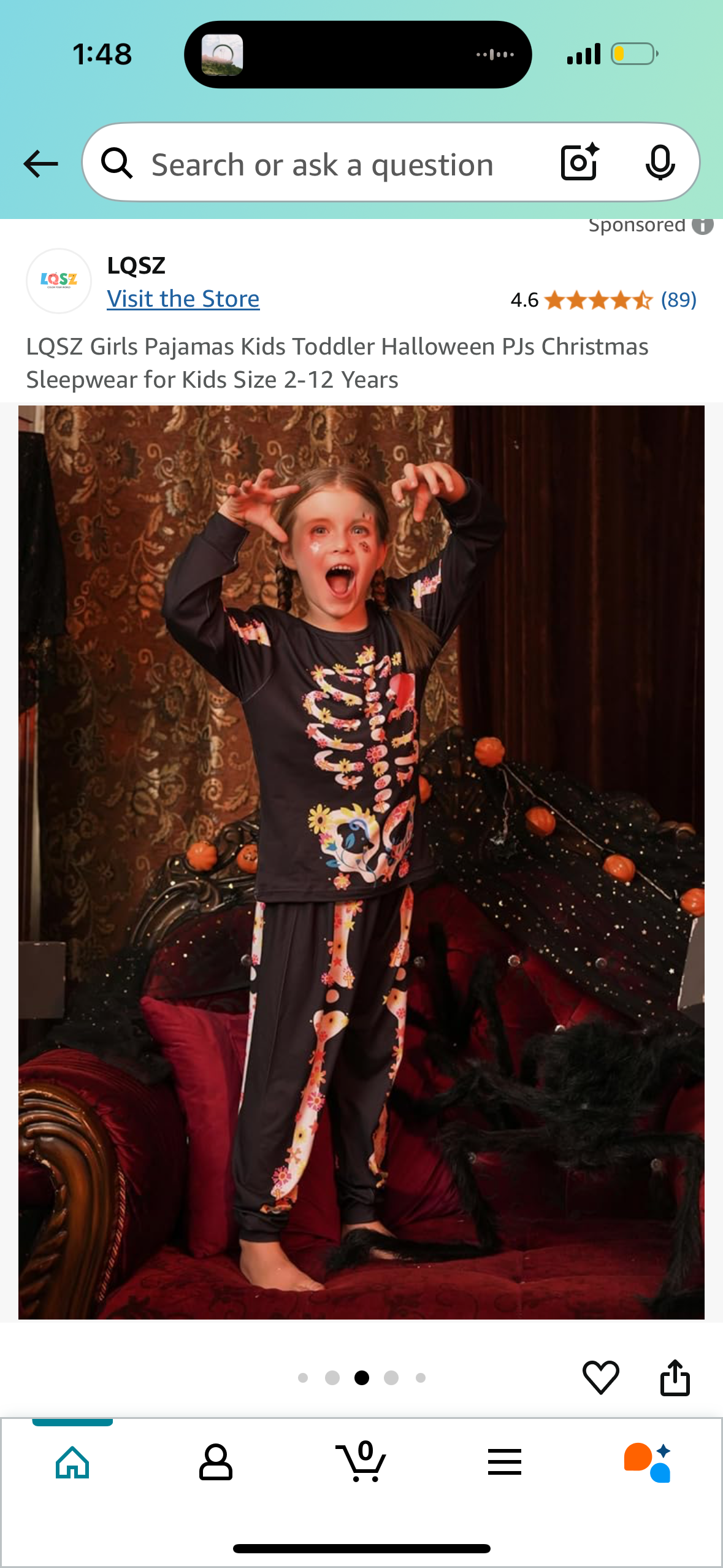 Girls Halloween Pajamas (Size 6-7 Years)