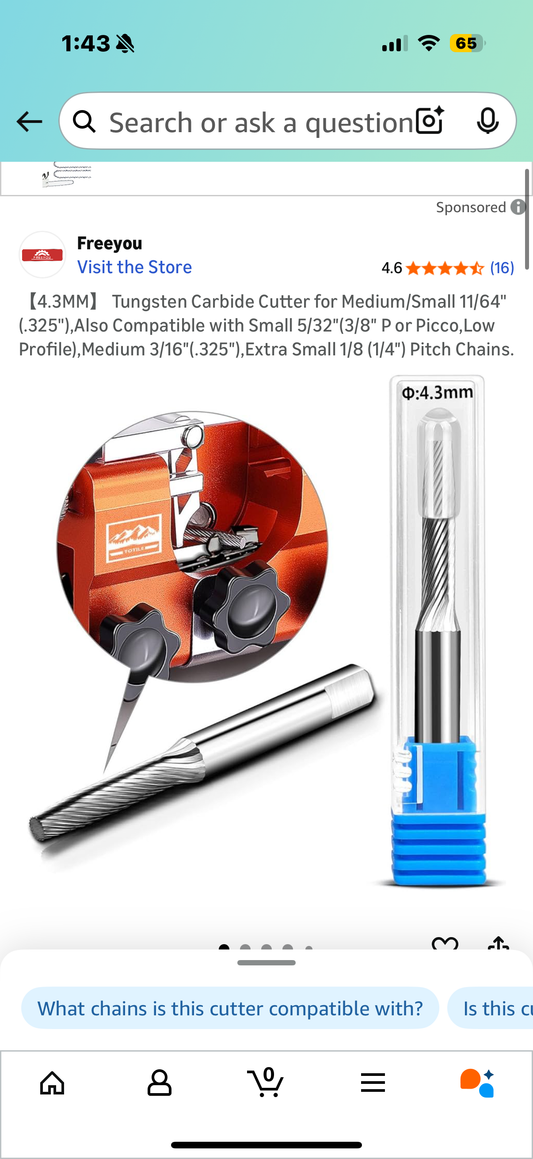 Tungsten Carbide Cutter for Medium/Small 11/64" (.325"),Also Compatible with Small 5/32″(3/8″ P or Picco,Low Profile),Medium 3/16″(.325″),Extra Small 1/8 (1/4″) Pitch Chains