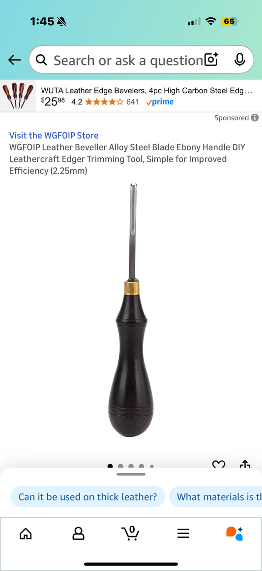 Leather Beveller Alloy Steel Blade Ebony Handle DIY Leathercraft Edger Trimming Tool, Simple for Improved Efficiency (2.25mm)