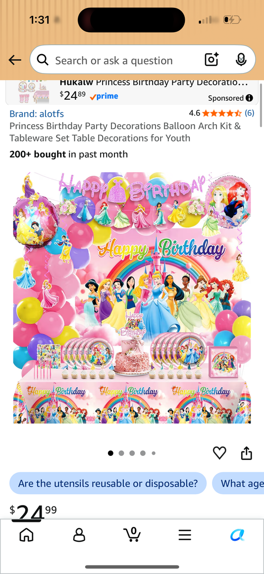 Princess Birthday Party Decorations Balloon Arch Kit & Tableware Set Table Decorations for Youth