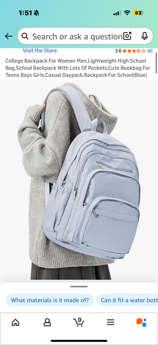 Backpack For Women Men,Lightweight High School Bag,School Backpack With Lots Of Pockets,Cute Bookbag For Teens Boys Girls,Casual Daypack Backpack For School(Blue