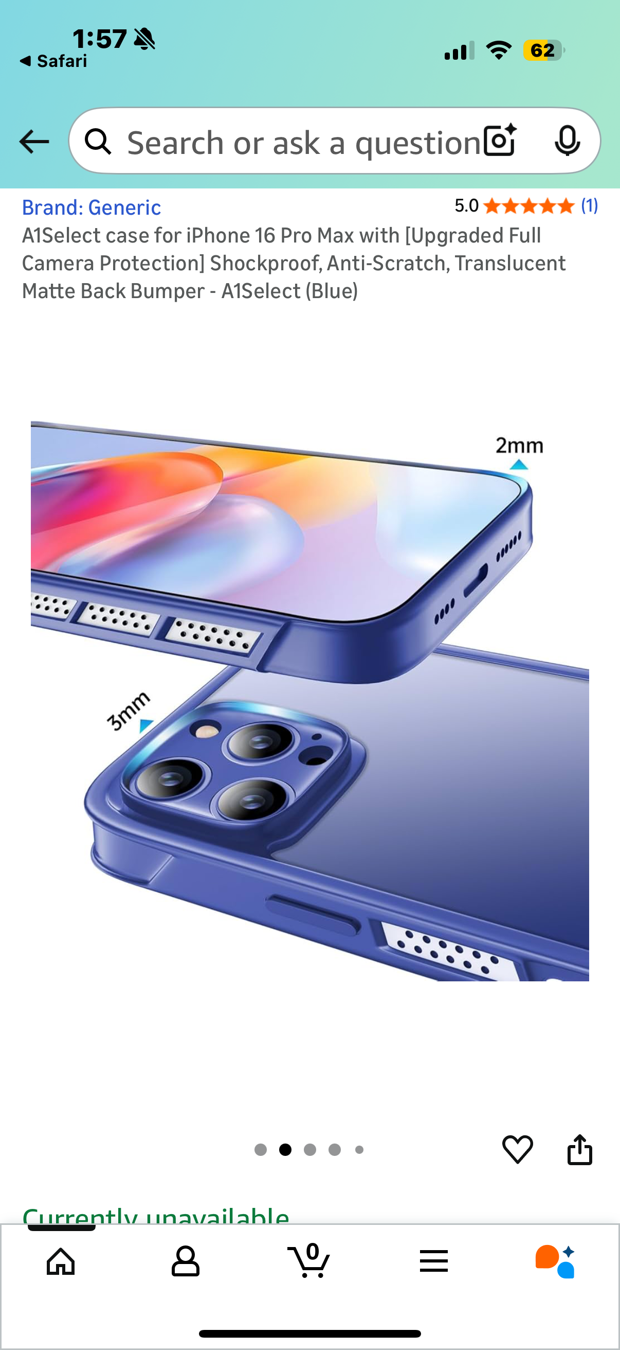 A1Select case for iPhone 16 Pro Max with [Upgraded Full Camera Protection] Shockproof, Anti-Scratch, Translucent Matte Back Bumper - A1Select