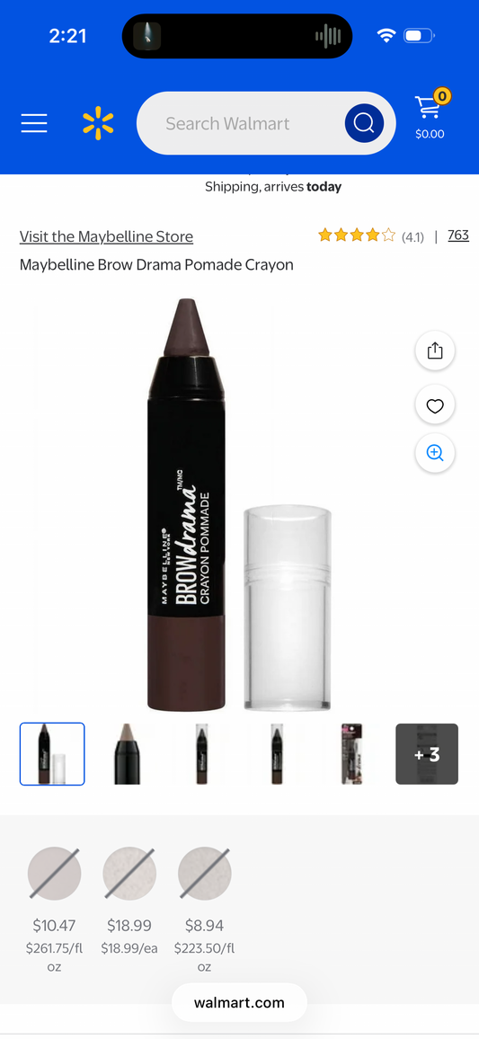 Maybelline New York Brow Drama Pomade Crayon, Deep Brown, 0.04 oz.