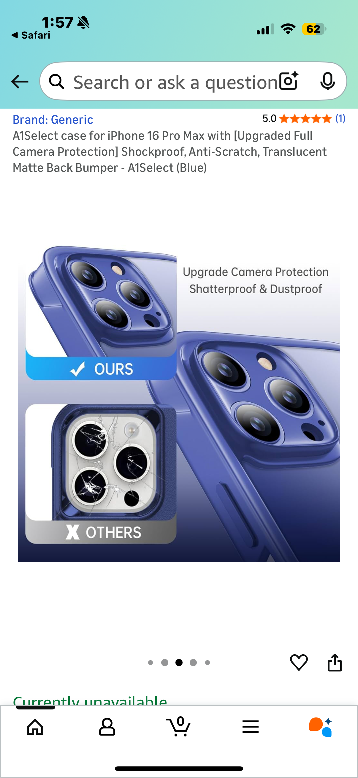 A1Select case for iPhone 16 Pro Max with [Upgraded Full Camera Protection] Shockproof, Anti-Scratch, Translucent Matte Back Bumper - A1Select