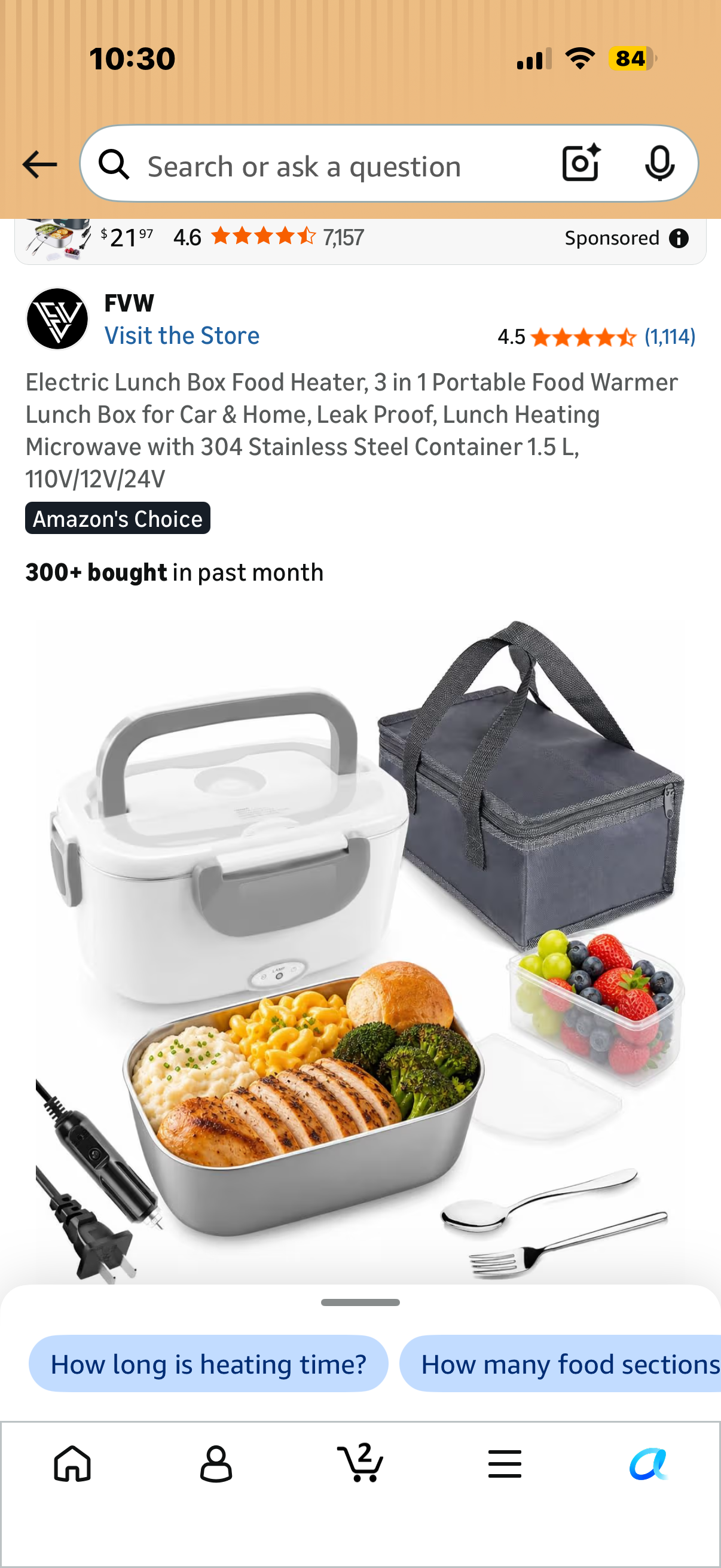 Electric Lunch Box Food Heater, 3 in 1 Portable Food Warmer Lunch Box for Car & Home, Leak Proof, Lunch Heating Microwave with 304 Stainless Steel Container 1.5