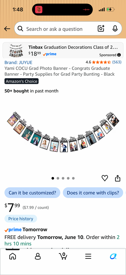 Yami COCU Grad Photo Banner - Congrats Graduate Banner - Party Supplies for Grad Party Bunting - Black