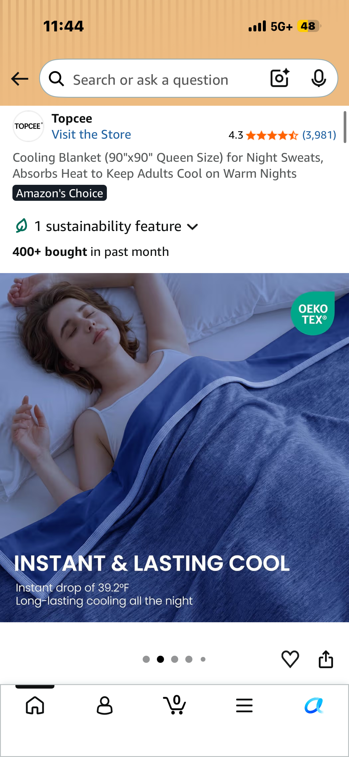 Cooling Blanket (90"x90" Queen Size) for Night Sweats, Absorbs Heat to Keep Adults Cool on Warm Nights