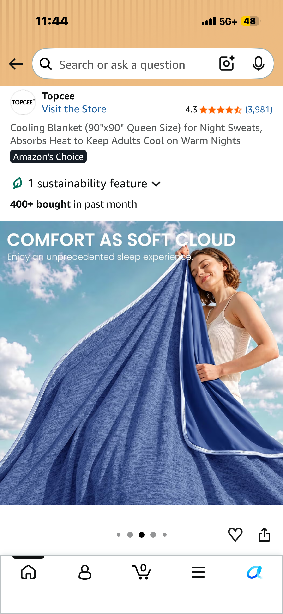 Cooling Blanket (90"x90" Queen Size) for Night Sweats, Absorbs Heat to Keep Adults Cool on Warm Nights