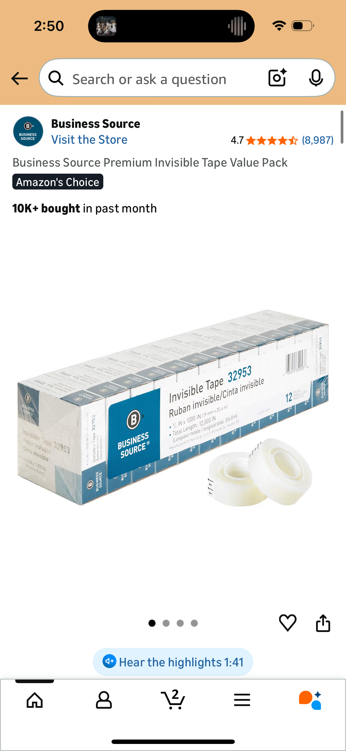 Business Source Premium Invisible Tape Value Pack