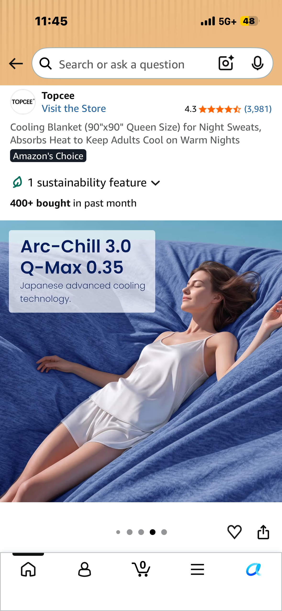 Cooling Blanket (90"x90" Queen Size) for Night Sweats, Absorbs Heat to Keep Adults Cool on Warm Nights