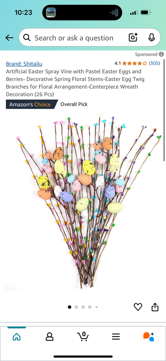 Artificial Easter Spray Vine with Pastel Easter Eggs and Berries- Decorative Spring Floral Stems-Easter Egg Twig Branches for Floral Arrangement-Centerpiece Wreath Decoration (26 Pcs)