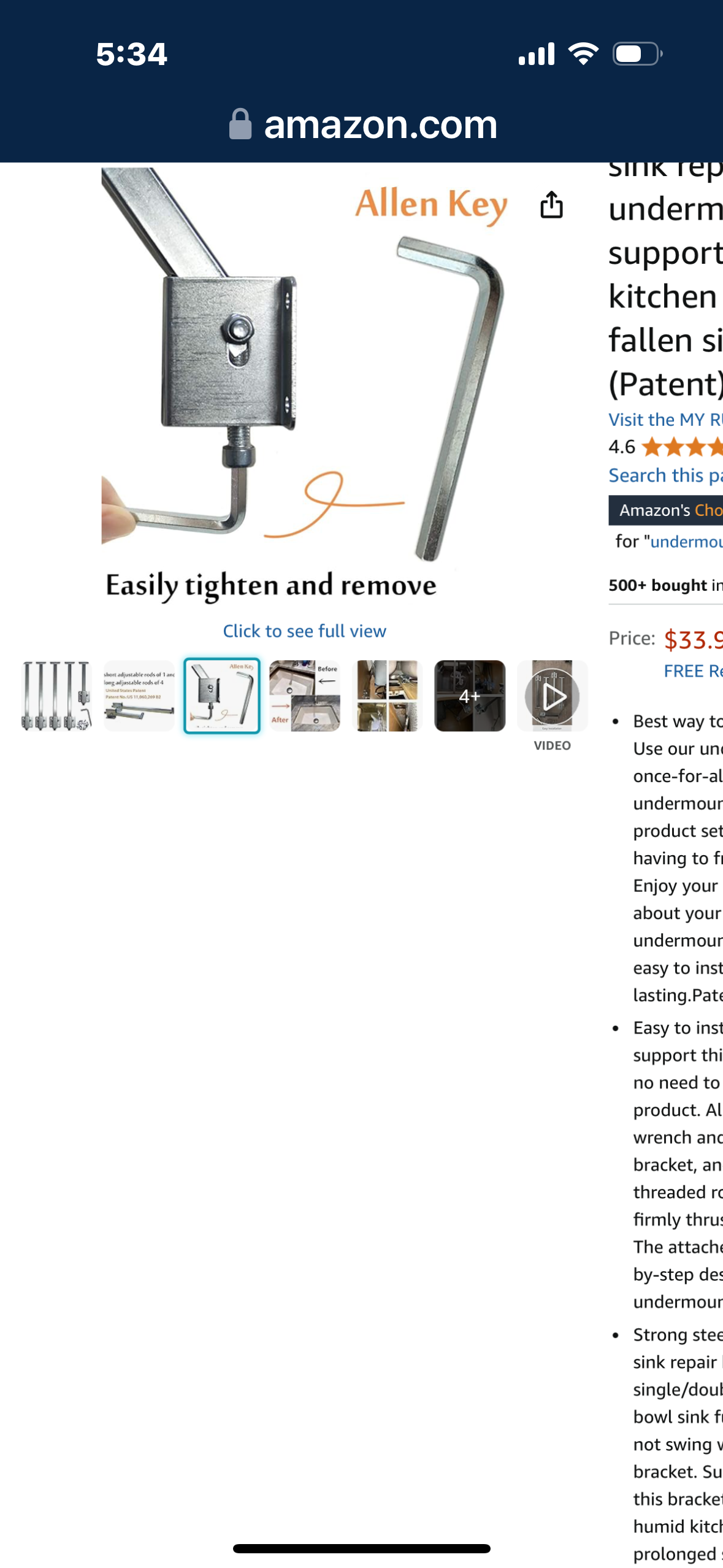 Undermount Sink Repair Kit,Sink Brackets,Undermount Kitchen Sink Support for Quick and Easy Installation for Fallen Sink Support, Sink Repair Kit System