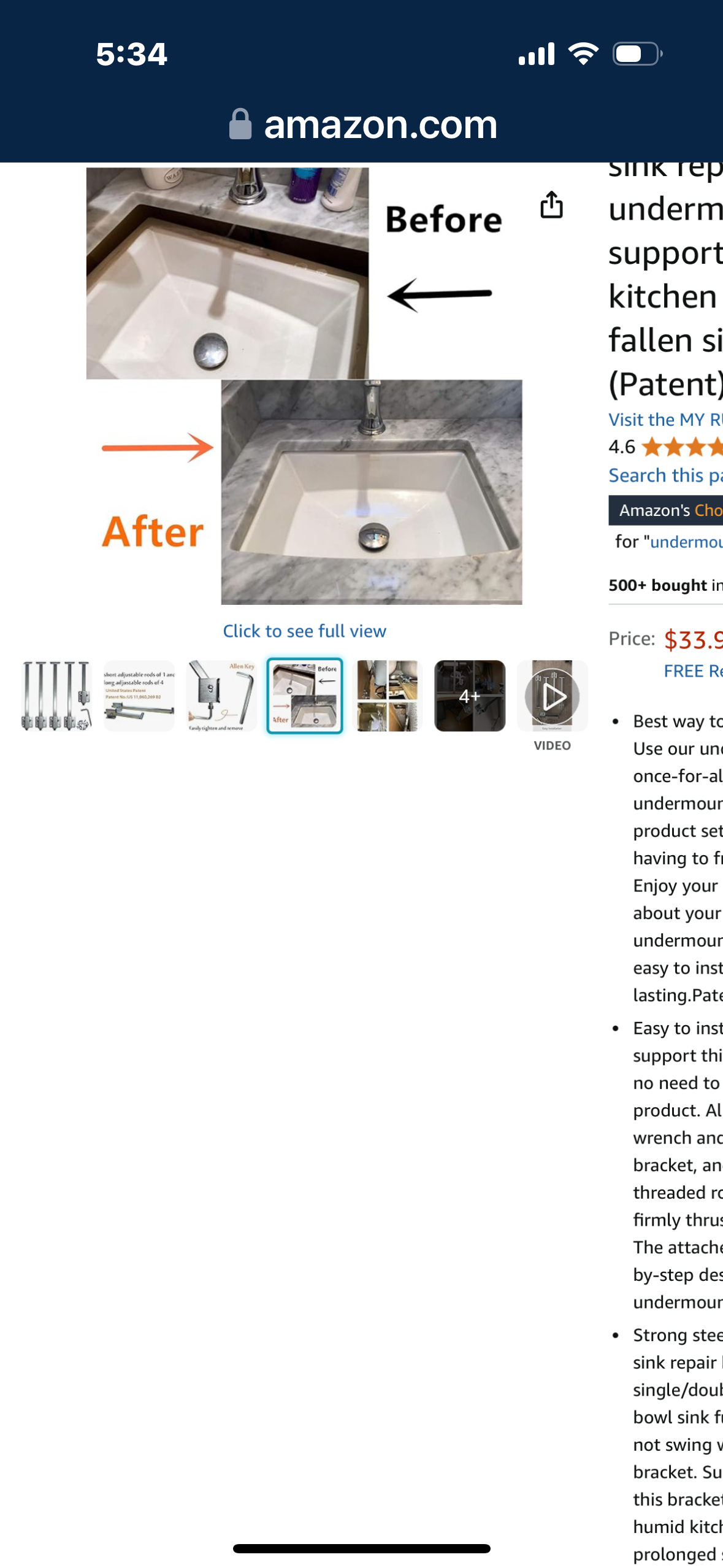 Undermount Sink Repair Kit,Sink Brackets,Undermount Kitchen Sink Support for Quick and Easy Installation for Fallen Sink Support, Sink Repair Kit System