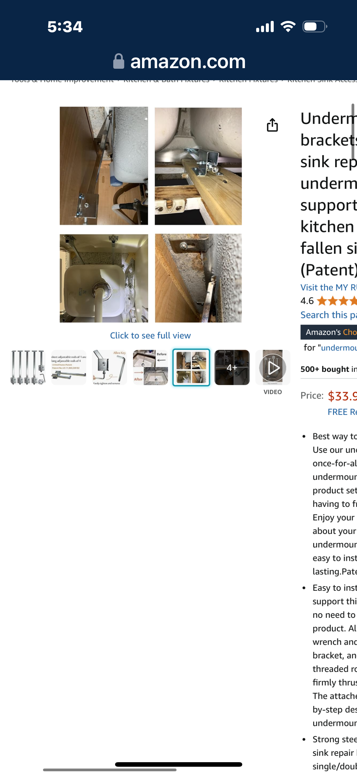 Undermount Sink Repair Kit,Sink Brackets,Undermount Kitchen Sink Support for Quick and Easy Installation for Fallen Sink Support, Sink Repair Kit System