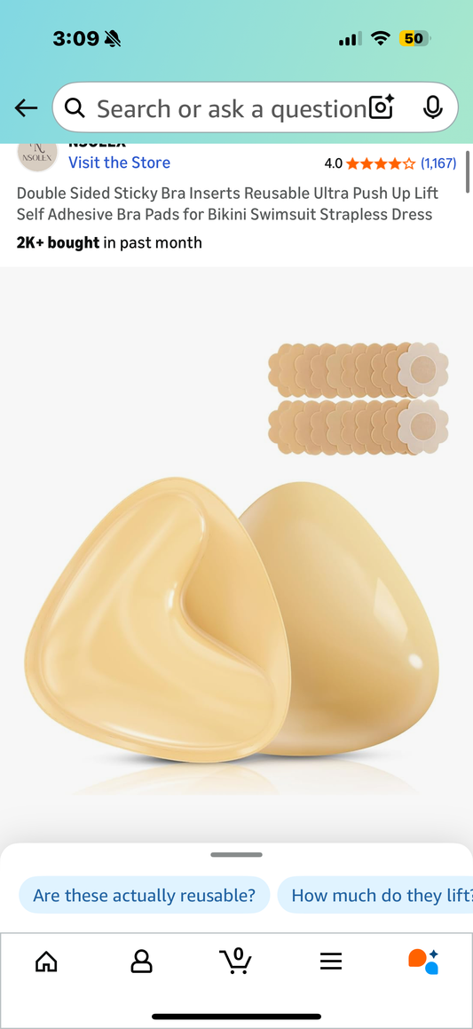 Double Sided Sticky Bra Inserts Reusable Ultra Push Up Lift Self Adhesive Bra Pads for Bikini Swimsuit Strapless Dress