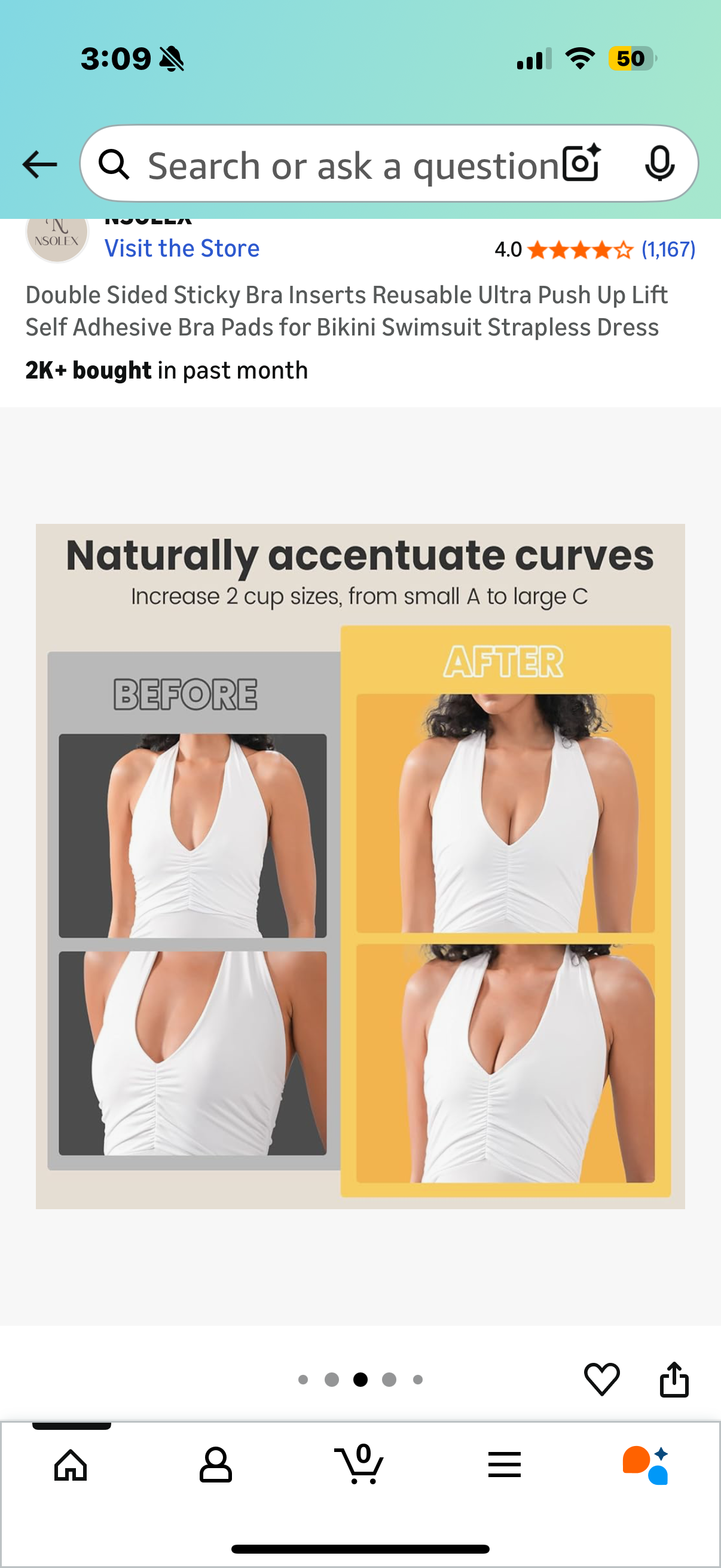 Double Sided Sticky Bra Inserts Reusable Ultra Push Up Lift Self Adhesive Bra Pads for Bikini Swimsuit Strapless Dress