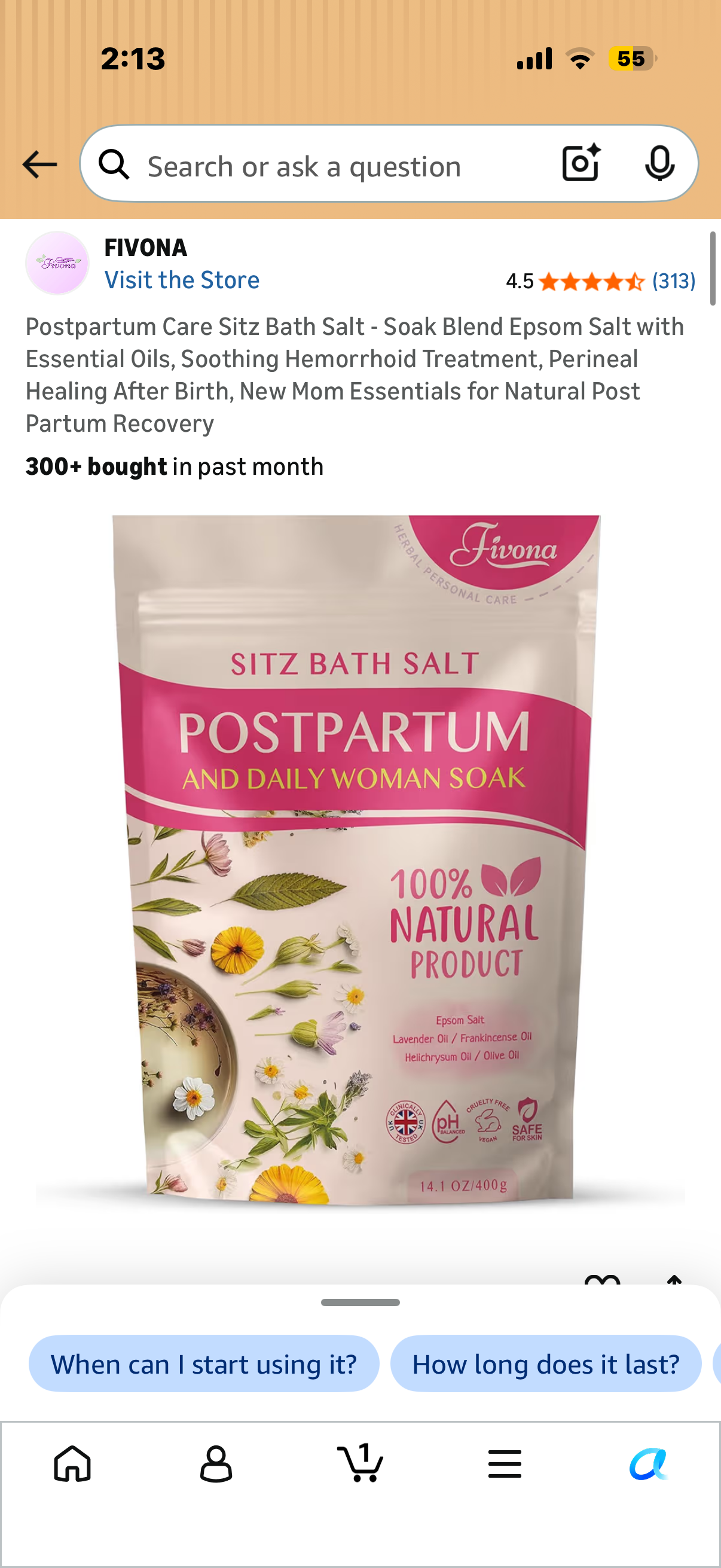 Postpartum Care Sitz Bath Salt - Soak Blend Epsom Salt with Essential Oils, Soothing Hemorrhoid Treatment, Perineal Healing After Birth, New Mom Essentials for Natural Post Partum Recovery