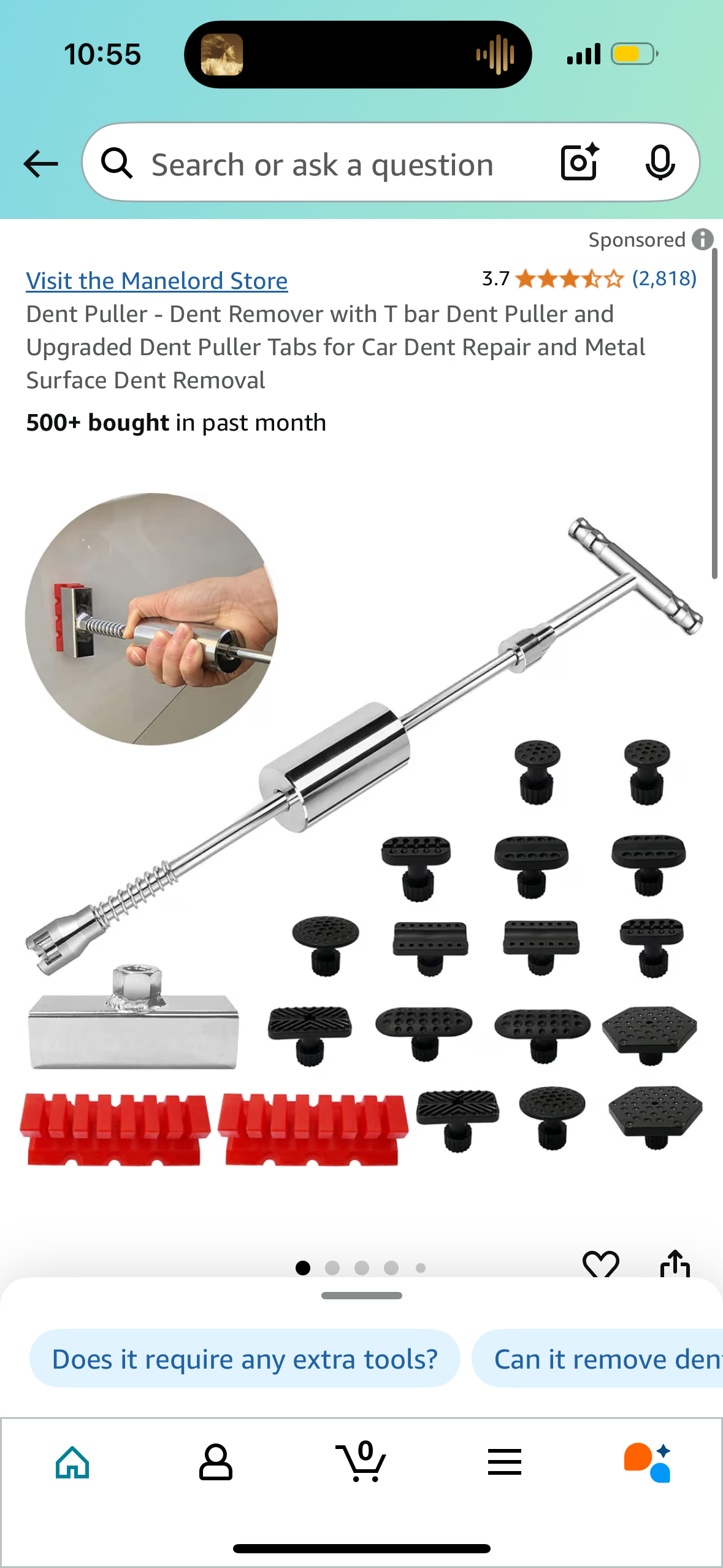 Dent Puller - Dent Remover with T bar Dent Puller and Upgraded Dent Puller Tabs for Car Dent Repair and Metal Surface Dent Removal