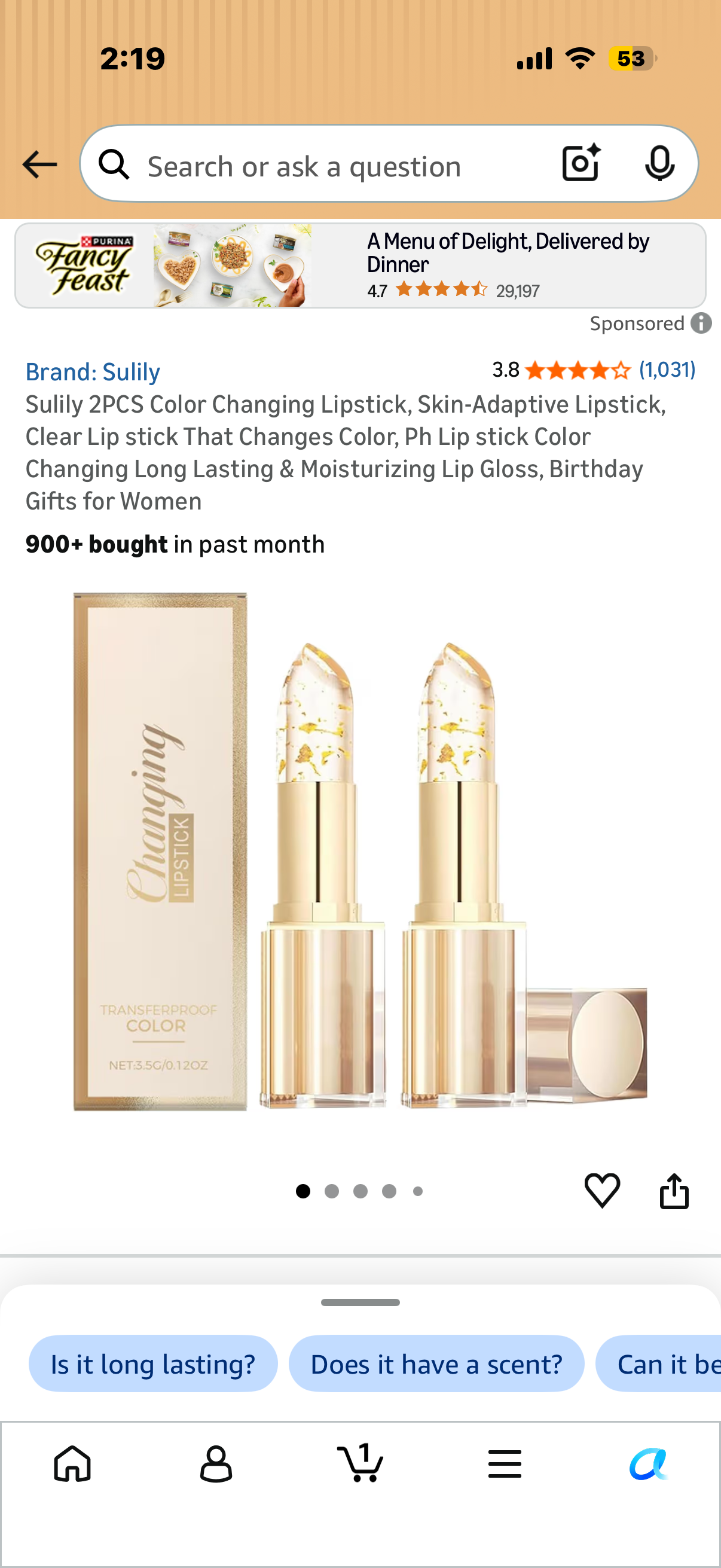Sulily 2PCS Color Changing Lipstick, Skin-Adaptive Lipstick, Clear Lip stick That Changes Color, Ph Lip stick Color Changing Long Lasting & Moisturizing Lip Gloss, Birthday Gifts for Women