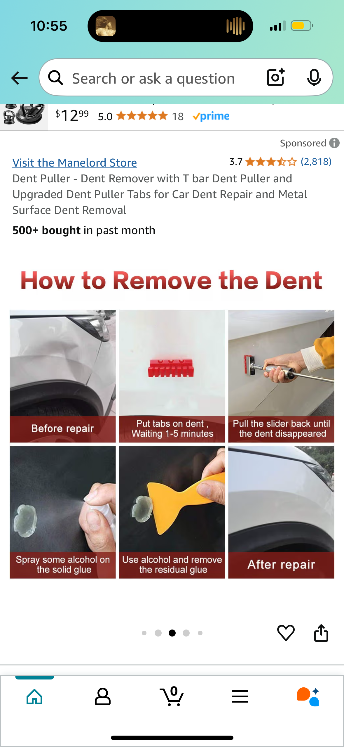 Dent Puller - Dent Remover with T bar Dent Puller and Upgraded Dent Puller Tabs for Car Dent Repair and Metal Surface Dent Removal