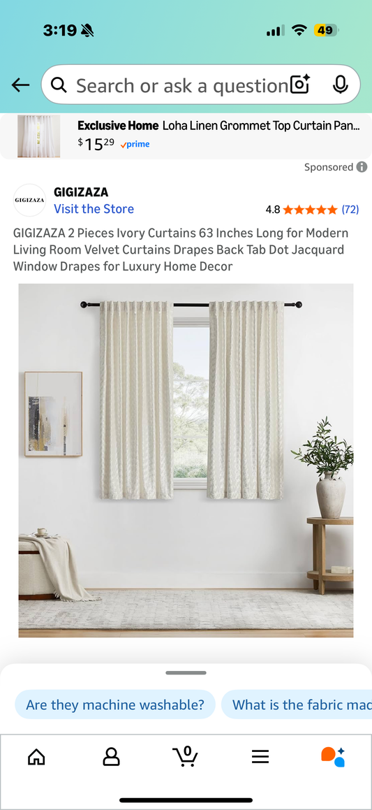 GIGIZAZA 2 Pieces Ivory Curtains 63 Inches Long for Modern Living Room Velvet Curtains Drapes Back Tab Dot Jacquard Window Drapes for Luxury Home Decor