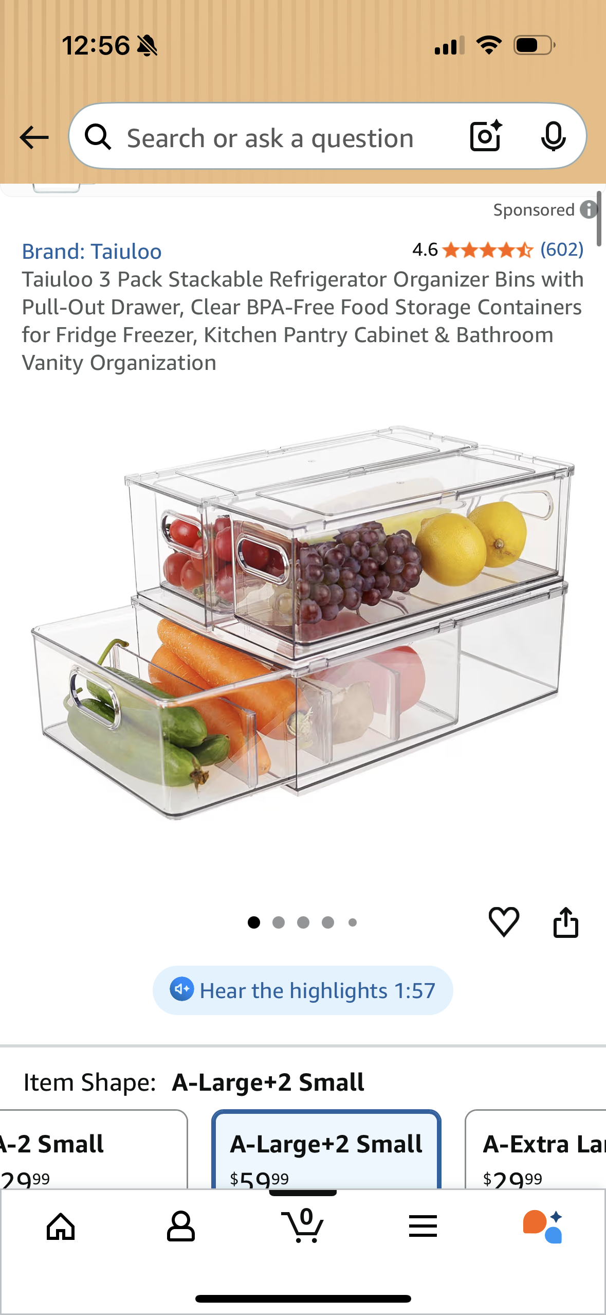 Refrigerator 2 pack Organizer Bins with Pull-out Drawer, Large Stackable Fridge Drawer Organizer Set with Handle, BPA-free Drawable Clear Storage Cases for Freezer, Cabinet, Kitchen, Pantry Organization