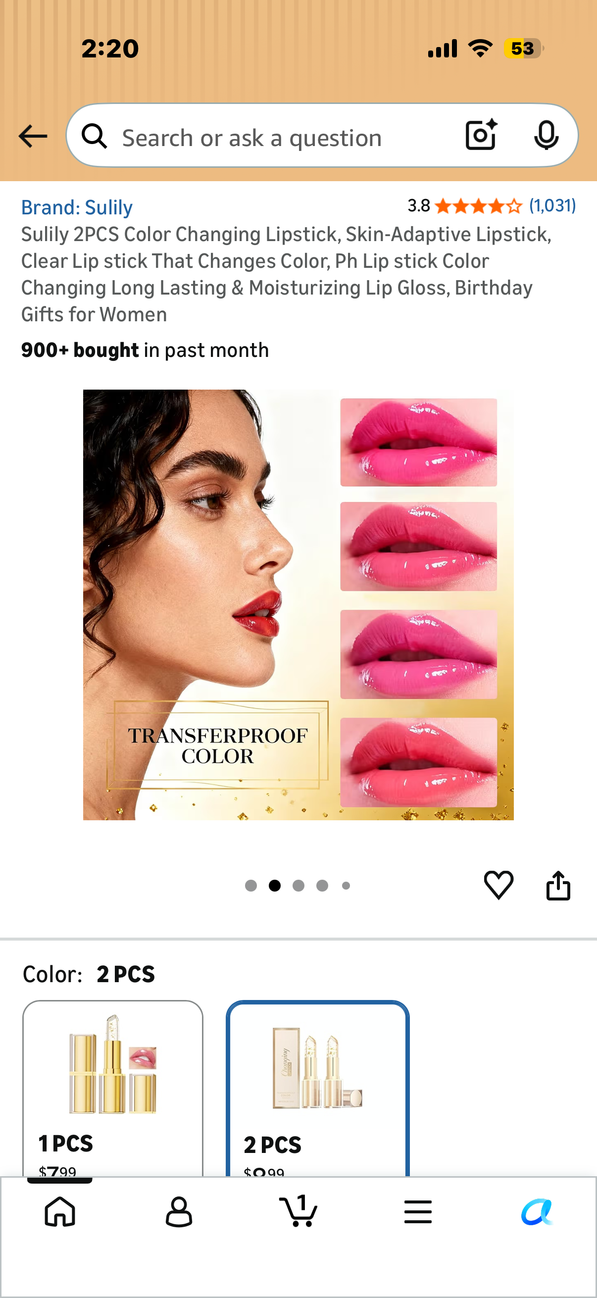 Sulily 2PCS Color Changing Lipstick, Skin-Adaptive Lipstick, Clear Lip stick That Changes Color, Ph Lip stick Color Changing Long Lasting & Moisturizing Lip Gloss, Birthday Gifts for Women