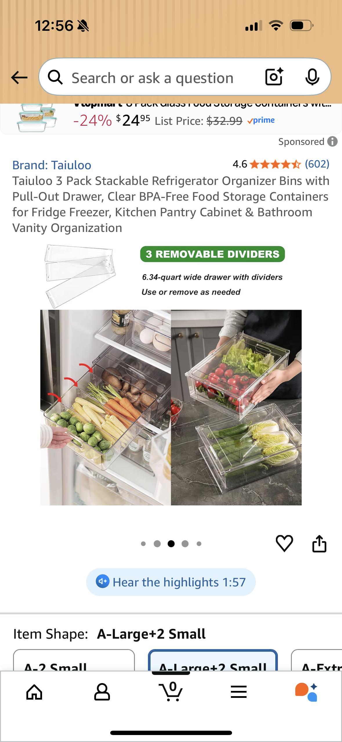 Refrigerator 2 pack Organizer Bins with Pull-out Drawer, Large Stackable Fridge Drawer Organizer Set with Handle, BPA-free Drawable Clear Storage Cases for Freezer, Cabinet, Kitchen, Pantry Organization
