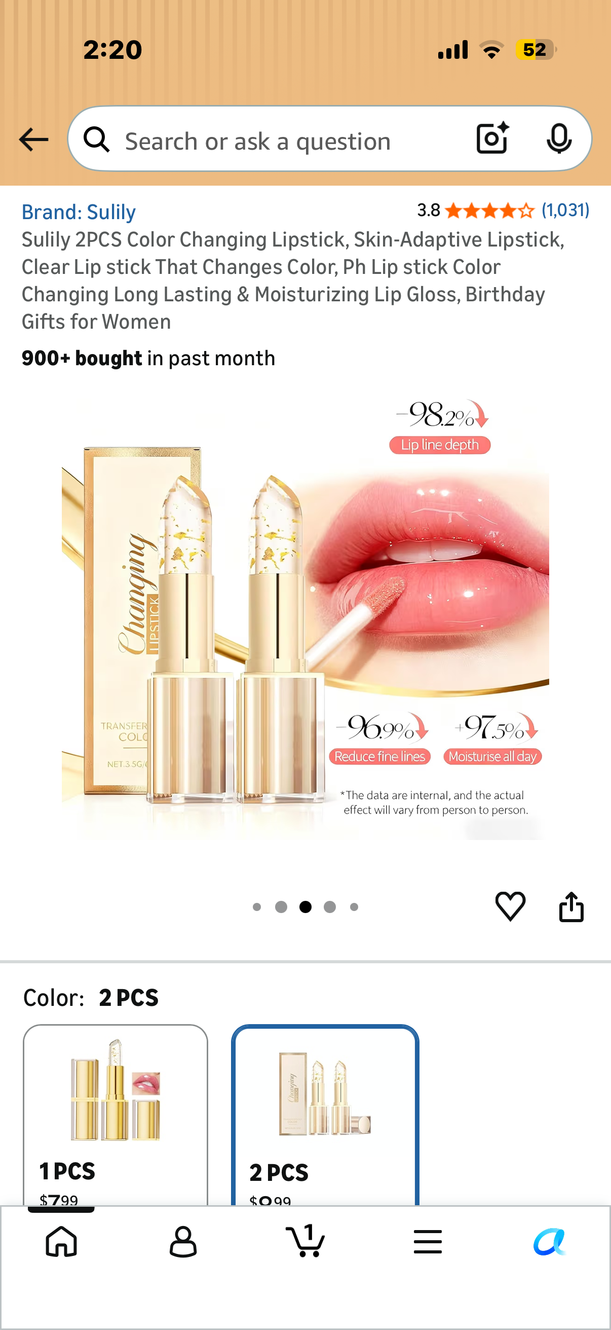 Sulily 2PCS Color Changing Lipstick, Skin-Adaptive Lipstick, Clear Lip stick That Changes Color, Ph Lip stick Color Changing Long Lasting & Moisturizing Lip Gloss, Birthday Gifts for Women