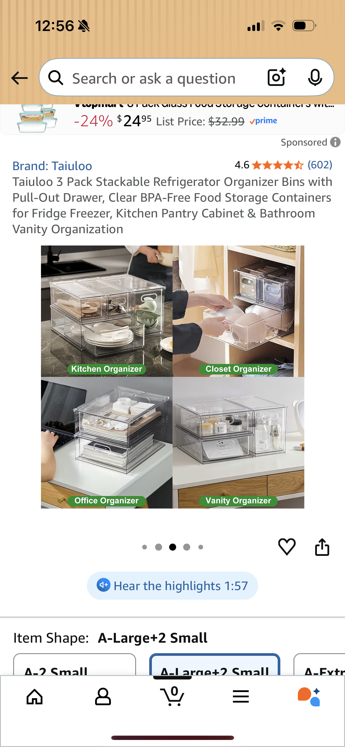 Refrigerator 2 pack Organizer Bins with Pull-out Drawer, Large Stackable Fridge Drawer Organizer Set with Handle, BPA-free Drawable Clear Storage Cases for Freezer, Cabinet, Kitchen, Pantry Organization