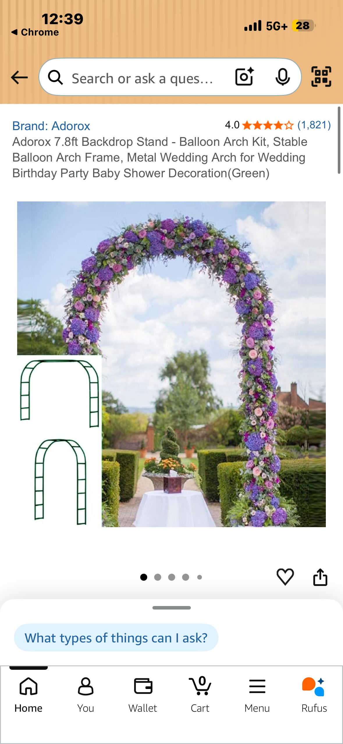 Gold 7.8ft Backdrop Stand - Balloon Arch Kit, Stable Balloon Arch Frame, Metal Wedding Arch for Wedding Birthday Party Baby Shower Decoration