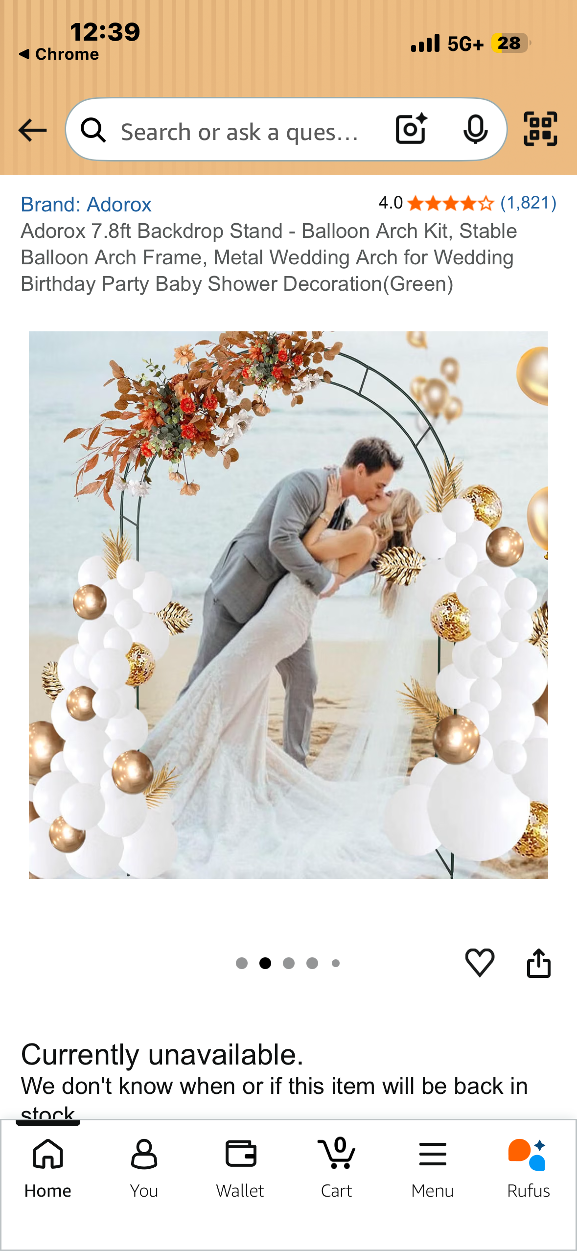 Gold 7.8ft Backdrop Stand - Balloon Arch Kit, Stable Balloon Arch Frame, Metal Wedding Arch for Wedding Birthday Party Baby Shower Decoration