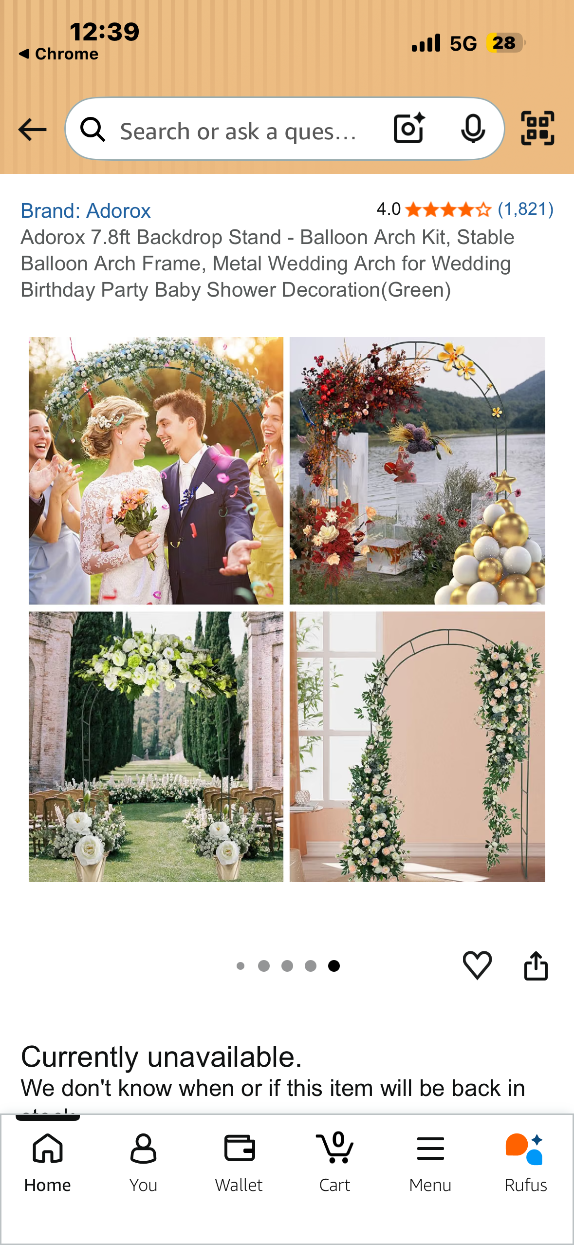 Gold 7.8ft Backdrop Stand - Balloon Arch Kit, Stable Balloon Arch Frame, Metal Wedding Arch for Wedding Birthday Party Baby Shower Decoration