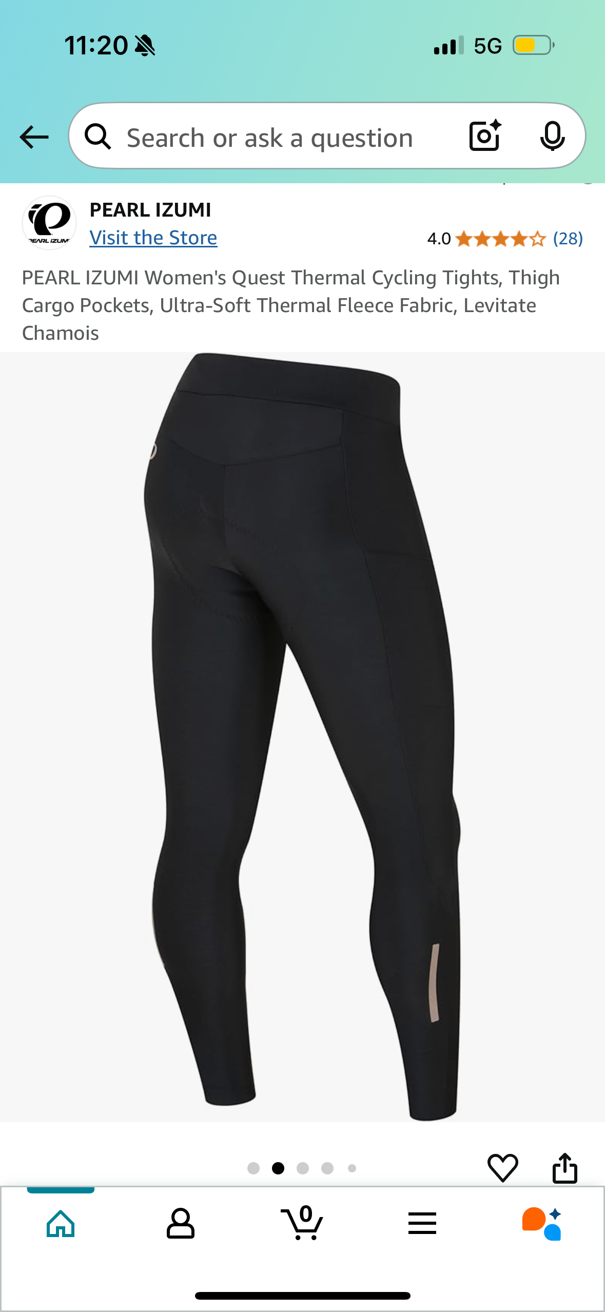 PEARL IZUMI Women's Quest Thermal Cycling Tights, Thigh Cargo Pockets, Ultra-Soft Thermal Fleece Fabric, Levitate Chamois