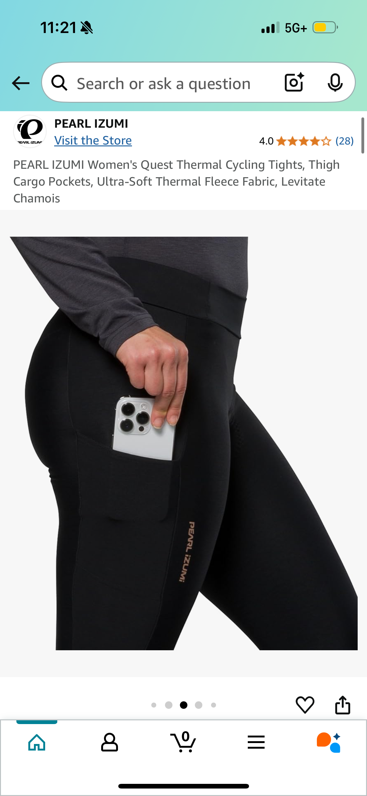PEARL IZUMI Women's Quest Thermal Cycling Tights, Thigh Cargo Pockets, Ultra-Soft Thermal Fleece Fabric, Levitate Chamois