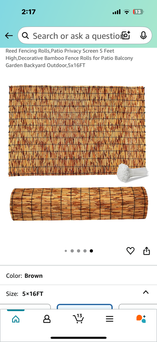 Reed Fencing Roll, Patio Privacy Screen 5 Feet High, Decorative Bamboo Fence Roll for Patio, Balcony, Backyard 5x16FT (R601)
