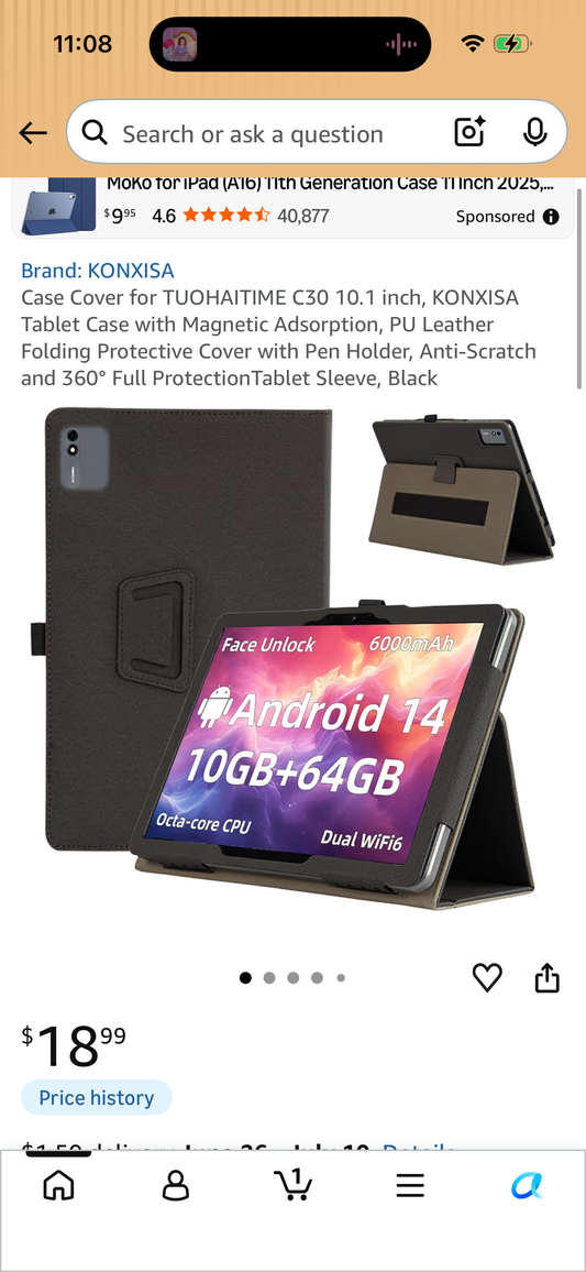 Case Cover for TUOHAITIME C30 10.1 inch, KONXISA Tablet Case with Magnetic Adsorption, PU Leather Folding Protective Cover with Pen Holder, Anti-Scratch and 360° Full ProtectionTablet Sleeve, Black
