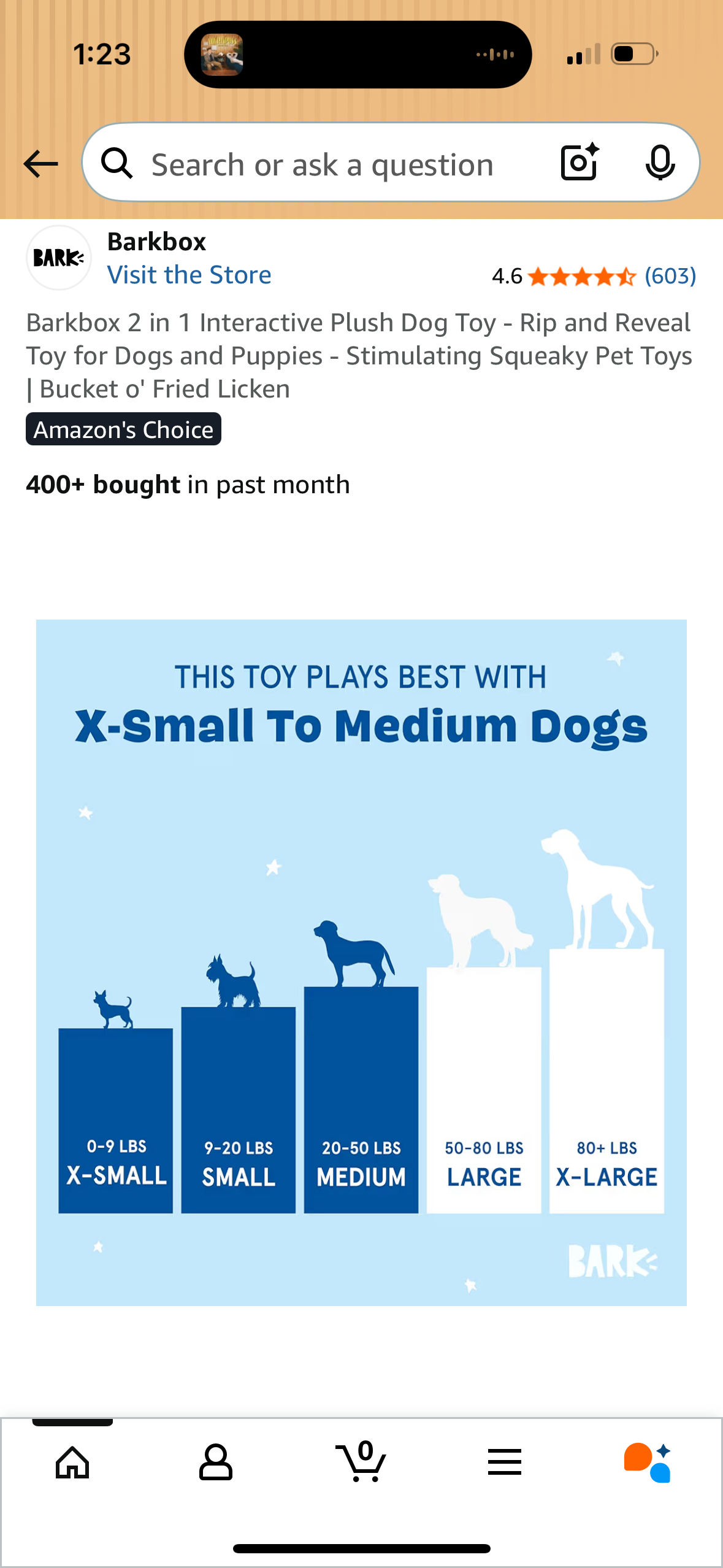 Barkbox 2 in 1 Interactive Plush Dog Toy - Rip and Reveal Toy for Dogs and Puppies - Stimulating Squeaky Pet Toys | Bucket o' Fried Licken