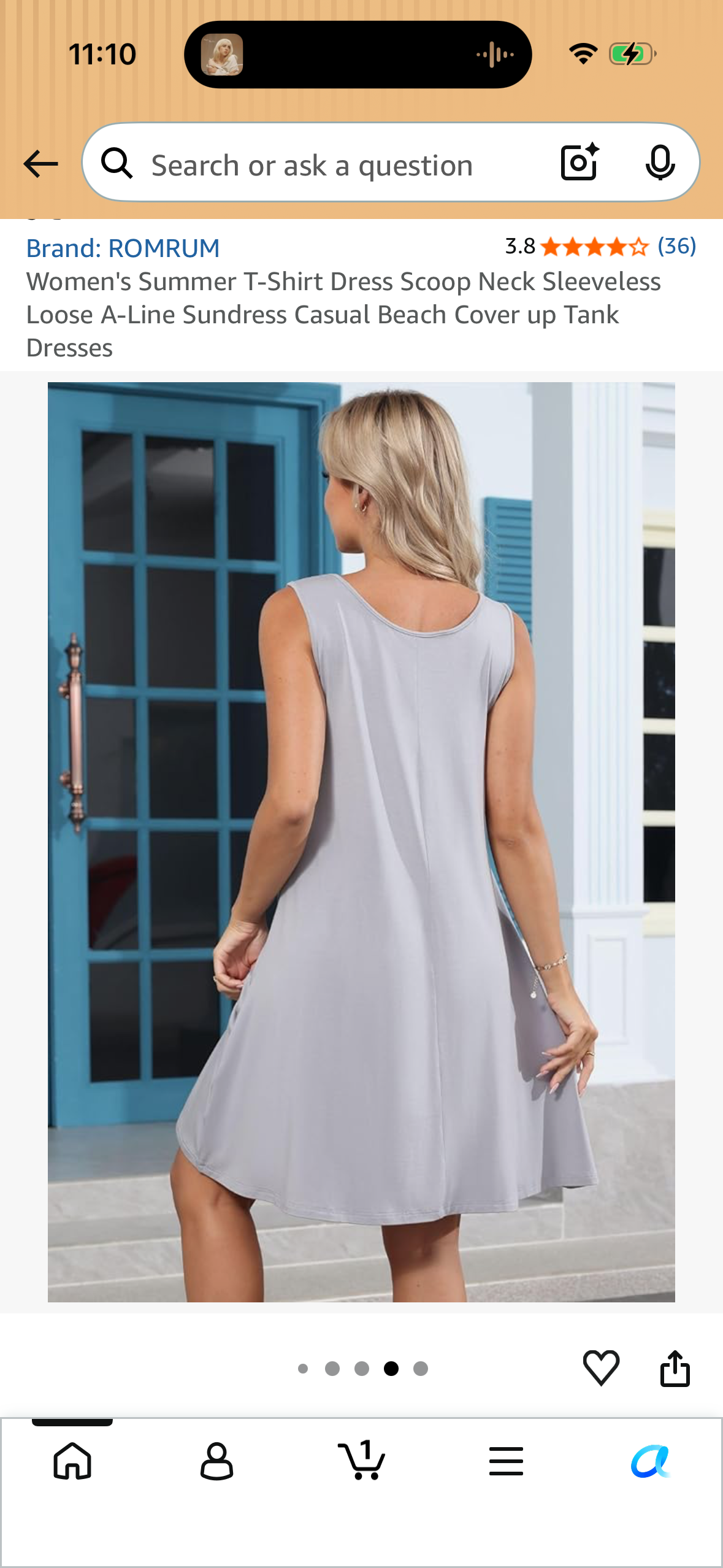 Women's Summer T-Shirt Dress Scoop Neck Sleeveless Loose A-Line Sundress Casual Beach Cover up Tank Dresses (Size Large)