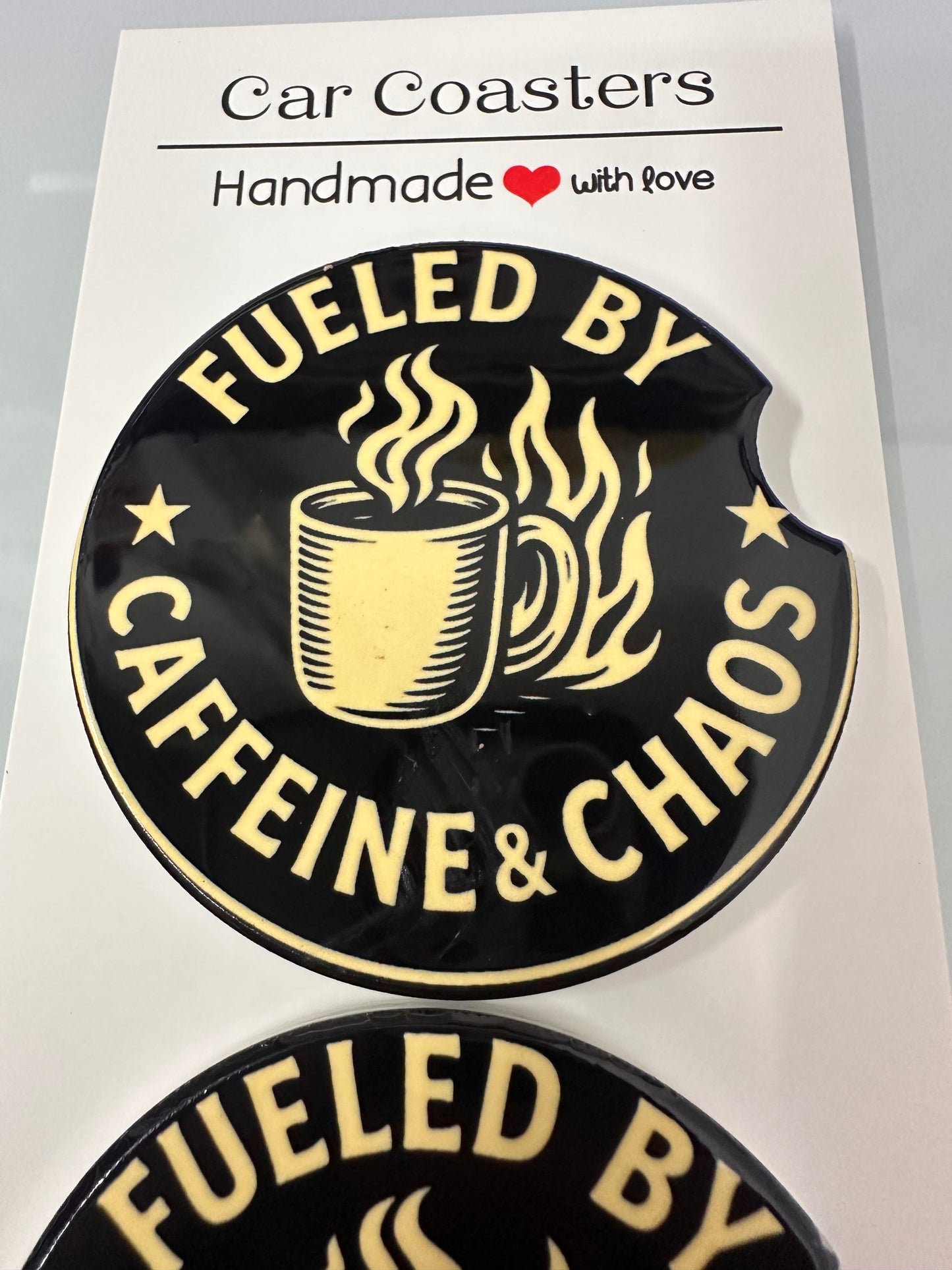 Fueled by …Ceramic Car Coasters for Cupholders
