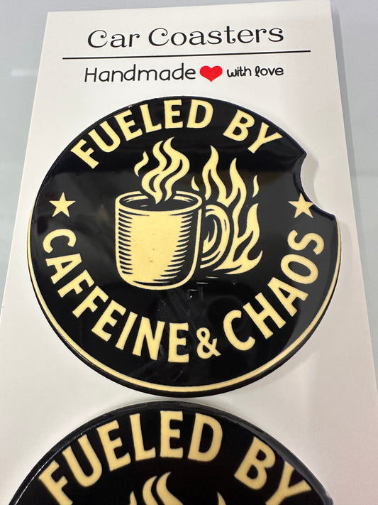 Fueled by …Ceramic Car Coasters for Cupholders
